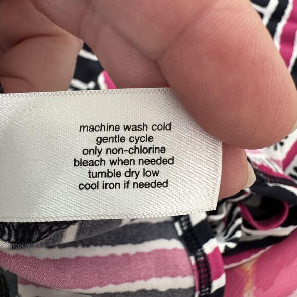 Lane Bryant Shirt Womens 14/16 Pink Black White Stripe Tie Hem Long Sleeve Top - Picture 7 of 12